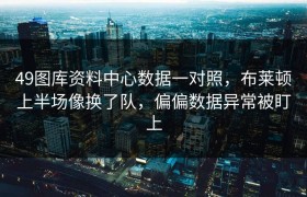 49图库资料中心数据一对照，布莱顿上半场像换了队，偏偏数据异常被盯上