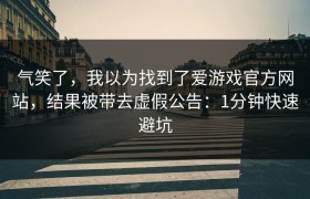 气笑了，我以为找到了爱游戏官方网站，结果被带去虚假公告：1分钟快速避坑