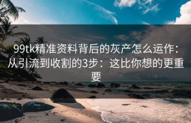 99tk精准资料背后的灰产怎么运作：从引流到收割的3步：这比你想的更重要