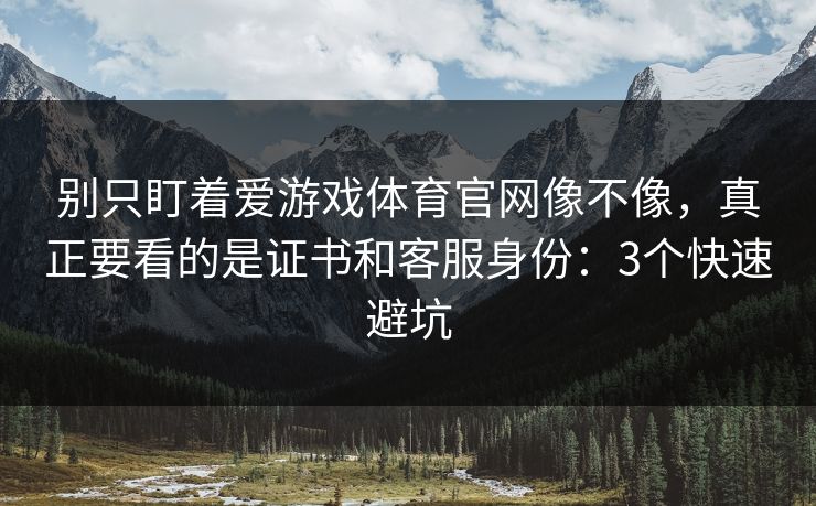 别只盯着爱游戏体育官网像不像,真正要看的是证书和客服身份:3个快速避坑 别只盯着爱游戏体育官网像不像,真正要看的是证书和客服身份:3个快速避坑